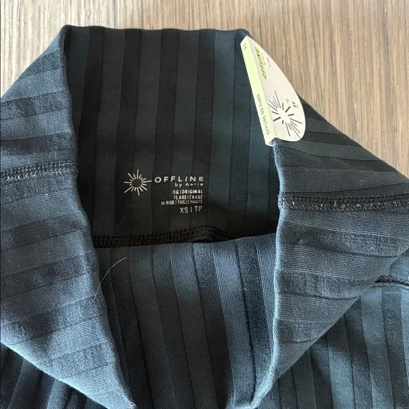 Aerie OFFLINE OG Flare Pants Ribbed High Rise Black XS NWT - Picture 2 of 6